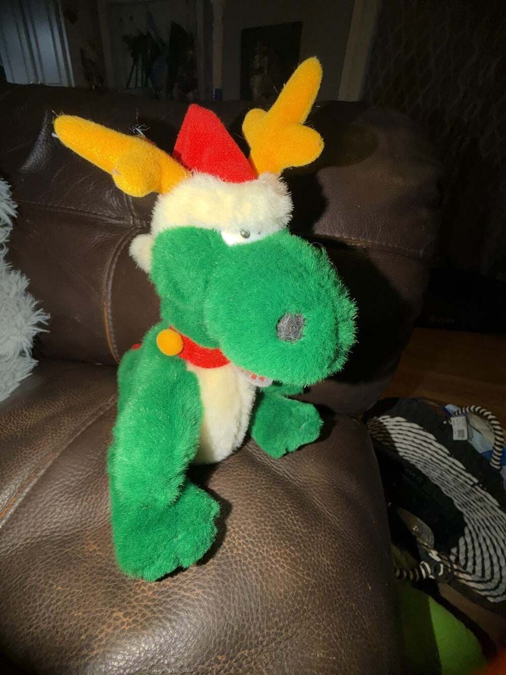 CHRISTMAS DINOSAUR DINGLE Vintage Papel Santa's DINODEER Buddy Plush Animal 14"
